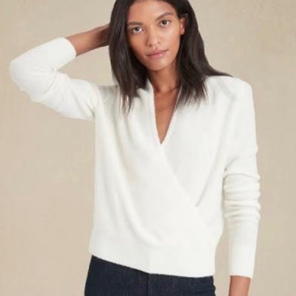 NWT Banana Republic Wool Blend Aire Yarn Faux Wrap Sweater